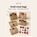 Christmas Kraft Treat Bags with Stickers – 24 Sets