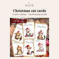 Christmas Cat Cards with Envelopes – 12 Pack
