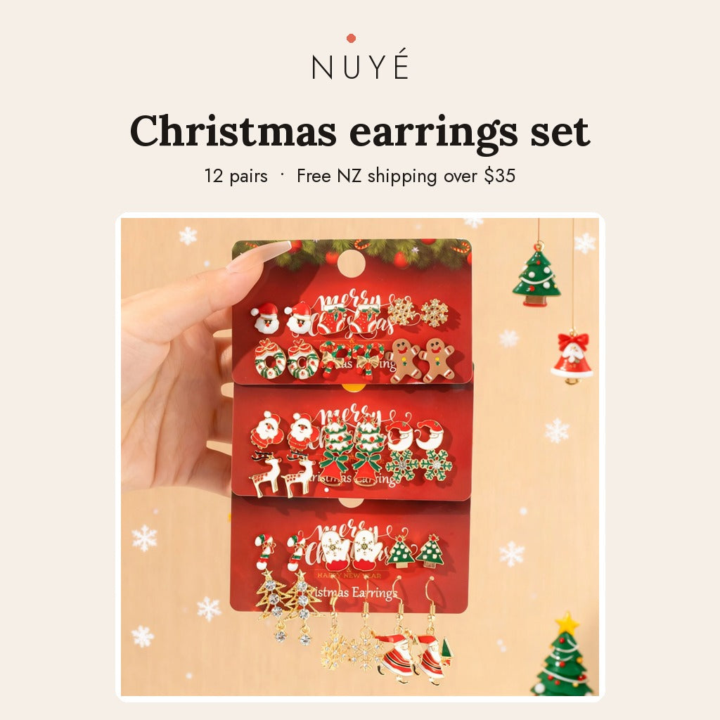 Christmas Earrings Set – 12 Pairs