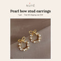 Pearl Bow Stud Earrings