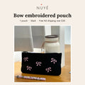 Bow Embroidered Pouch – Black