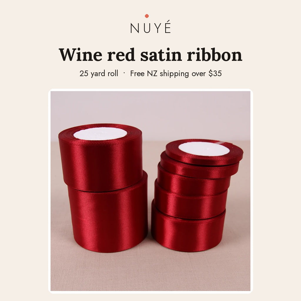 Wine Red Satin Ribbon – 25 Yards