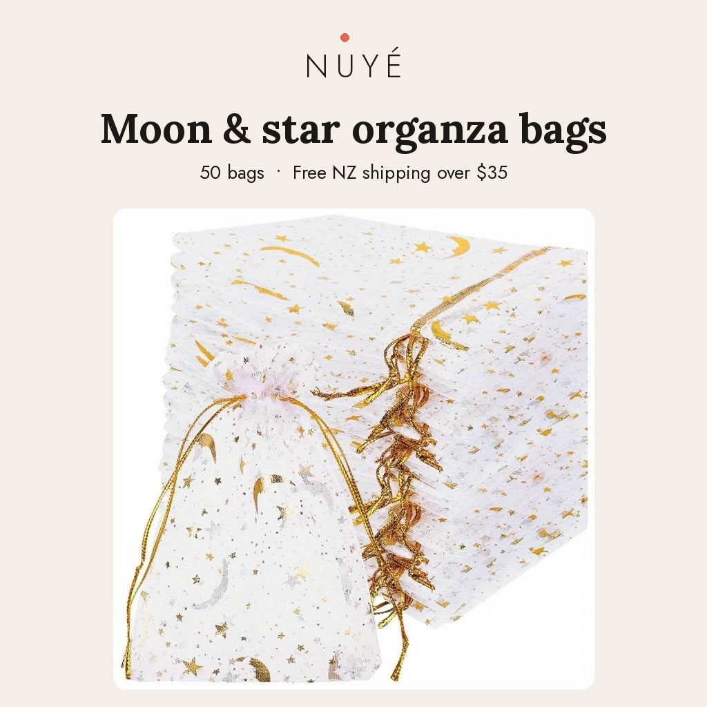Moon & Star Organza Gift Bags – 50 Pack