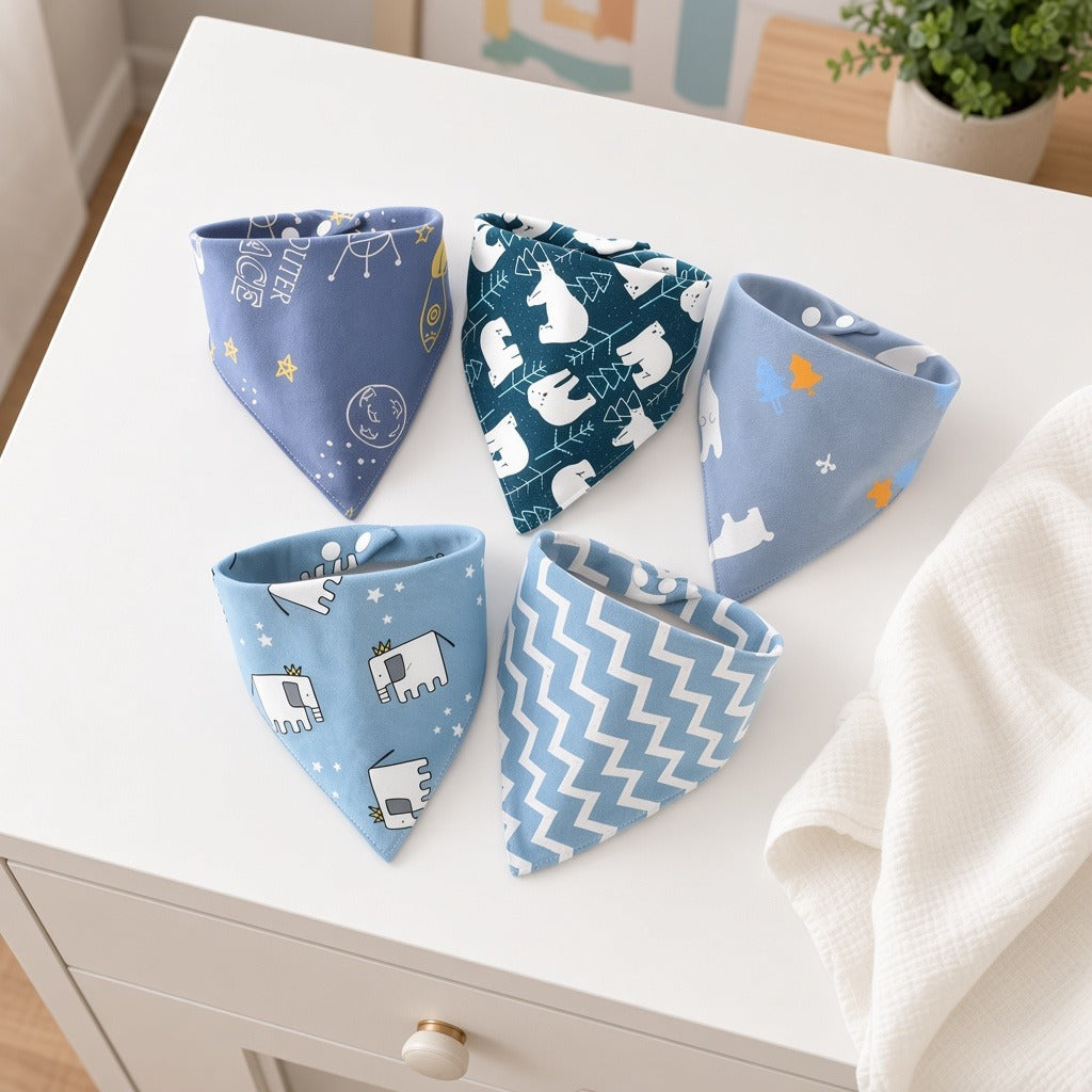 Bandana Bibs 5 Pack – on dresser