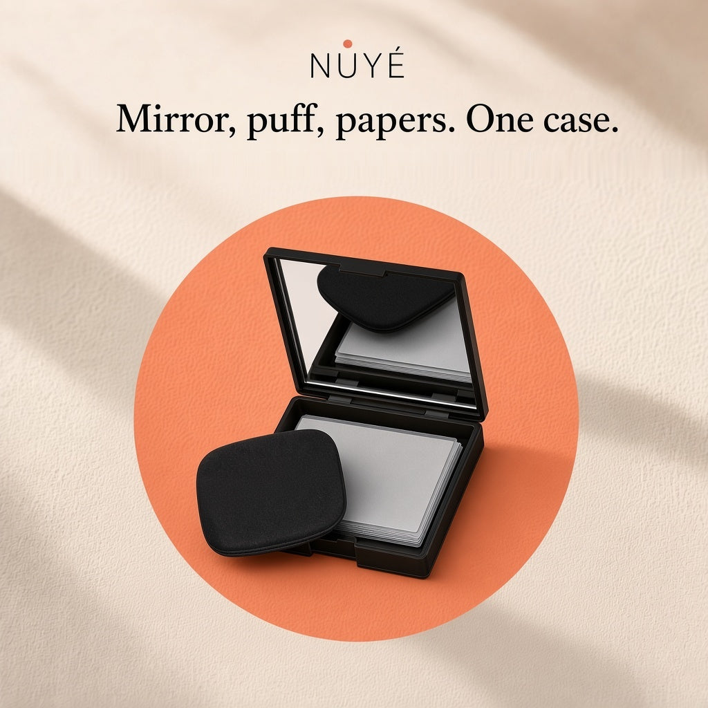 Mirror Case with Puff & Blotting Sheets