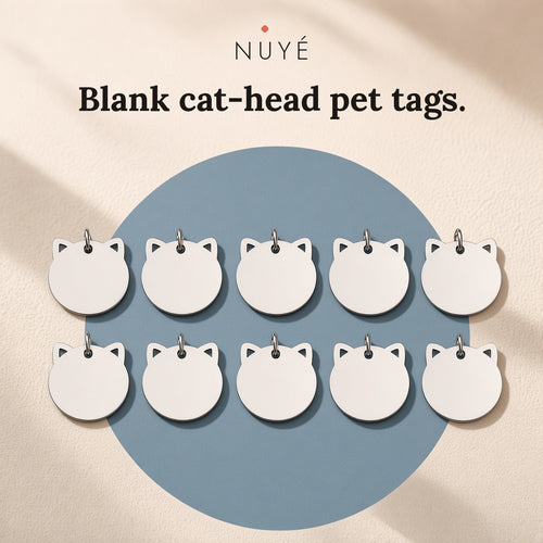 Blank Cat-Head Pet Tags – 10 Pack