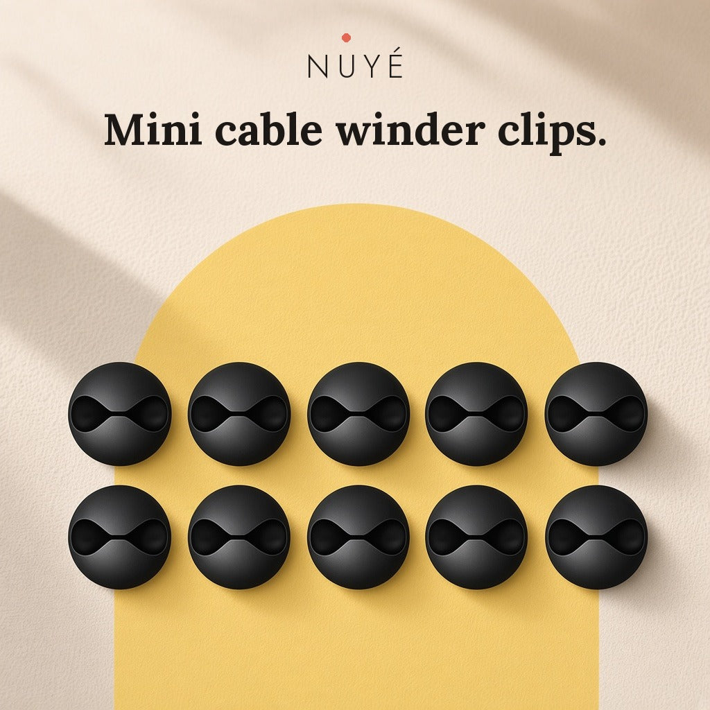 Mini Cable Winder Clips (Black) – 10 Pack