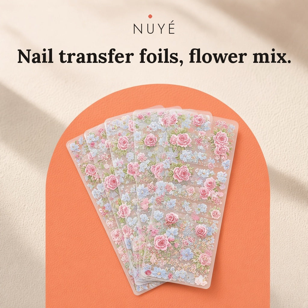 Nail Transfer Foils (Flower Mix) – 10 Pack