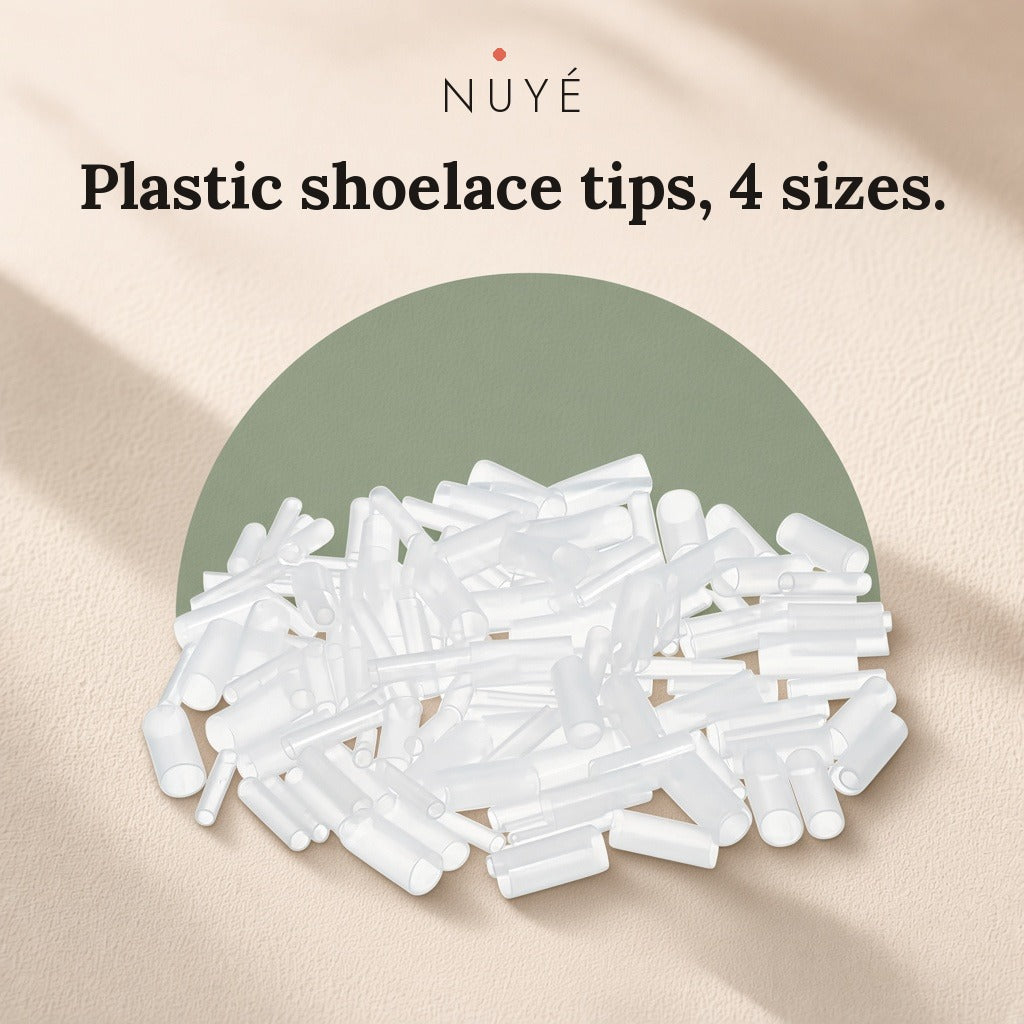 Plastic Shoelace Tips – 120 Pack (4 Sizes)