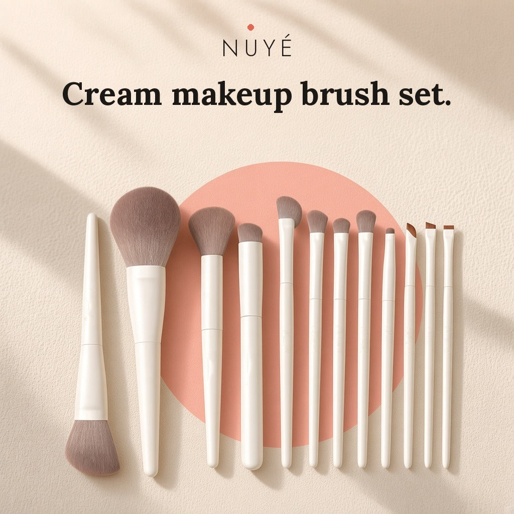 Cream Makeup Brush Set – 12 Pieces