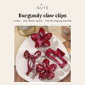 Burgundy Bow & Flower Claw Clips – 4 Pack