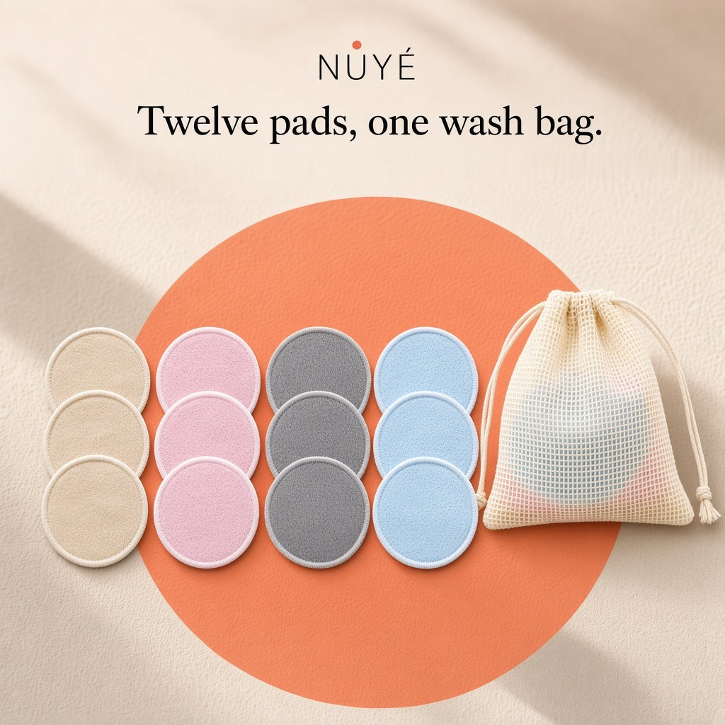Reusable Makeup Remover Pads – 12 + Wash Bag