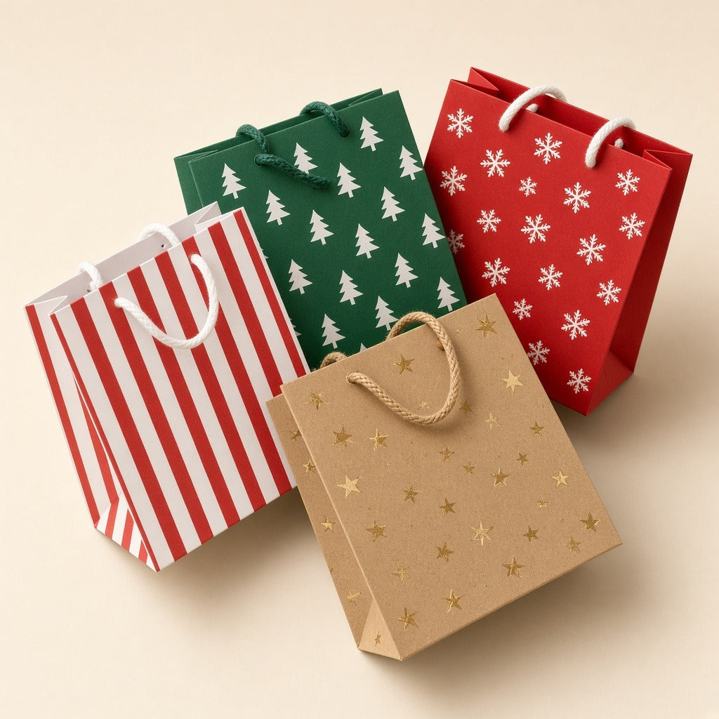 Festive Gift Bags with Handles – 10 Pack