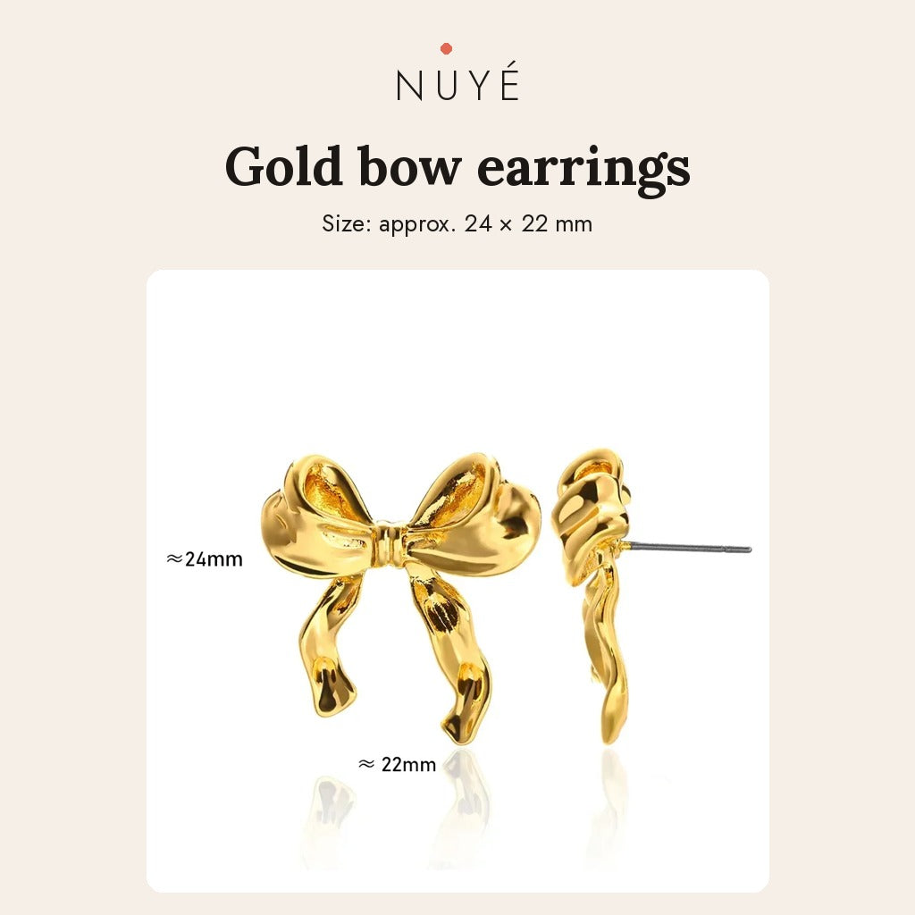 Gold Bow Stud Earrings