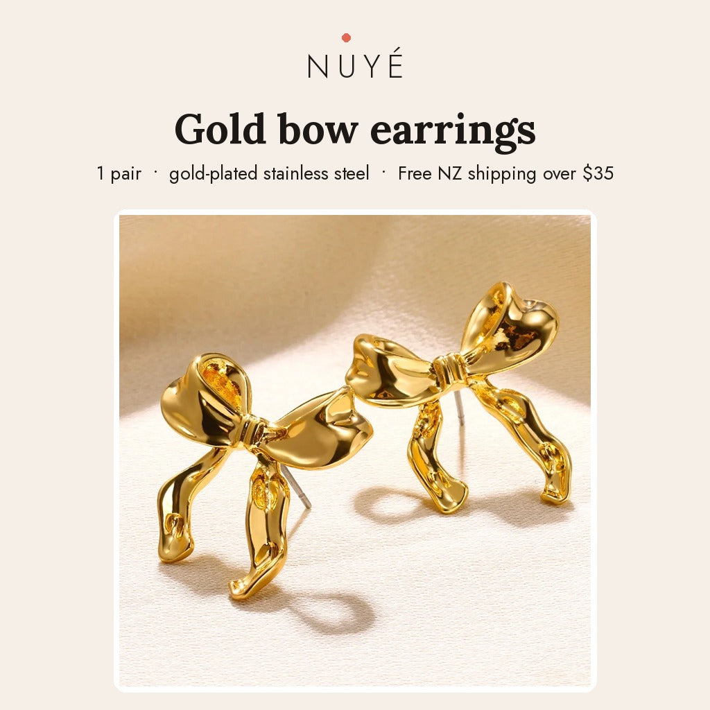 Gold Bow Stud Earrings
