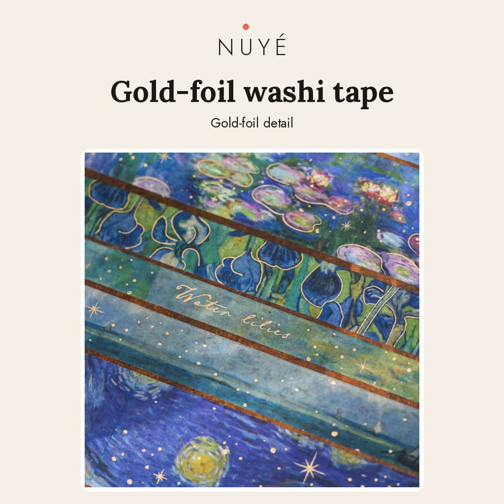 Gold Foil Watercolour Washi Tape – 10 Rolls