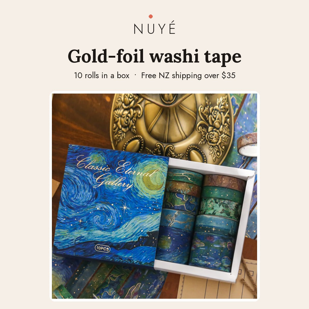 Gold Foil Watercolour Washi Tape – 10 Rolls