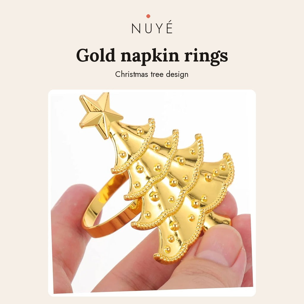 Gold Christmas Tree Napkin Rings