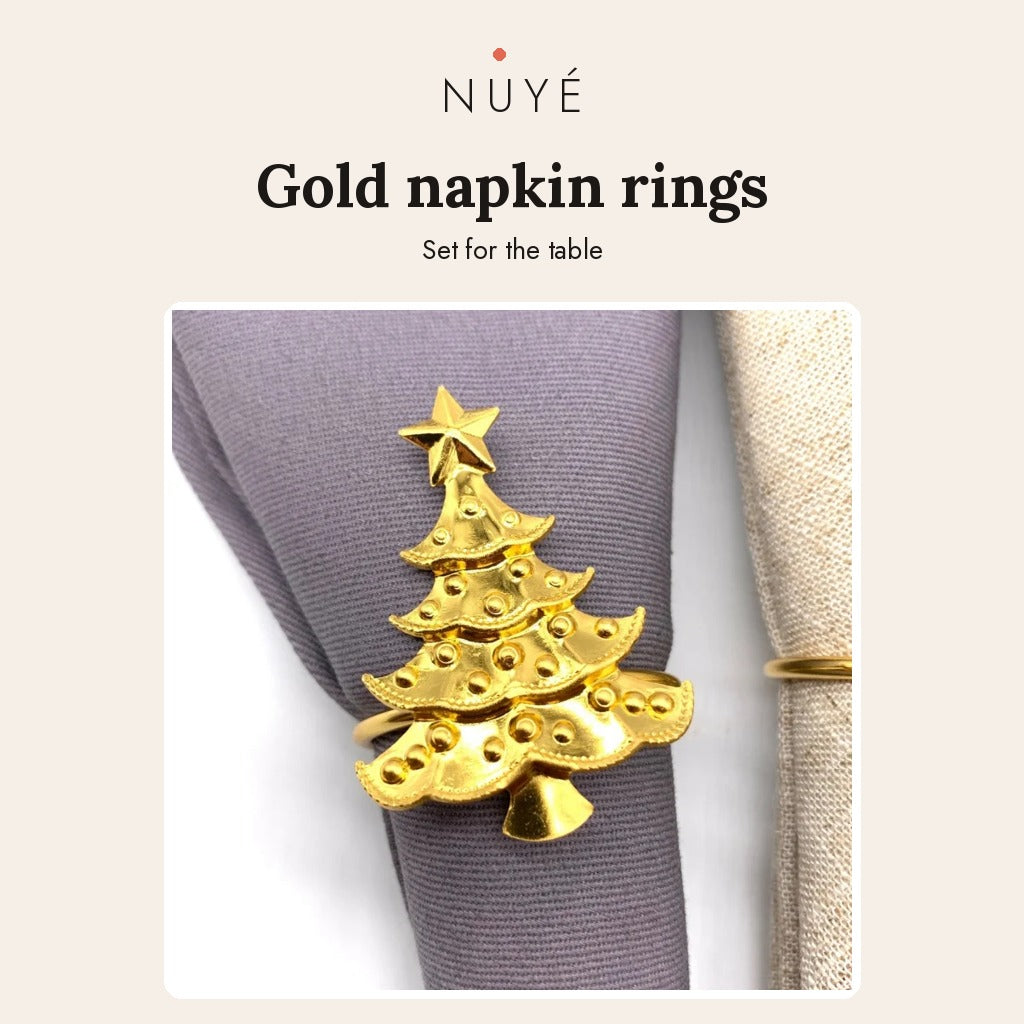 Gold Christmas Tree Napkin Rings
