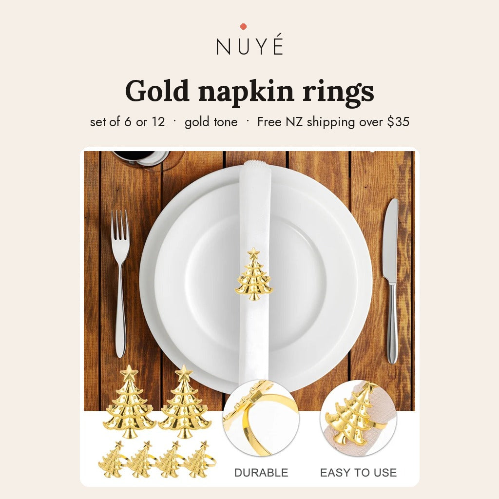 Gold Christmas Tree Napkin Rings