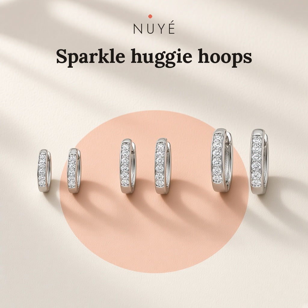 CZ Huggie Hoop Earrings – 3 Pairs