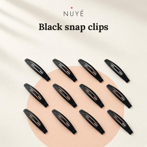 Black Snap Hair Clips – 12 Pack