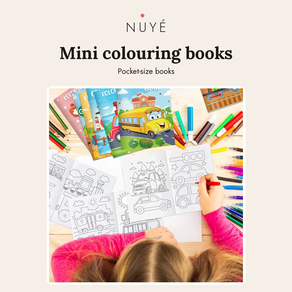 Kids' Mini Vehicle Colouring Books – 16 Pack