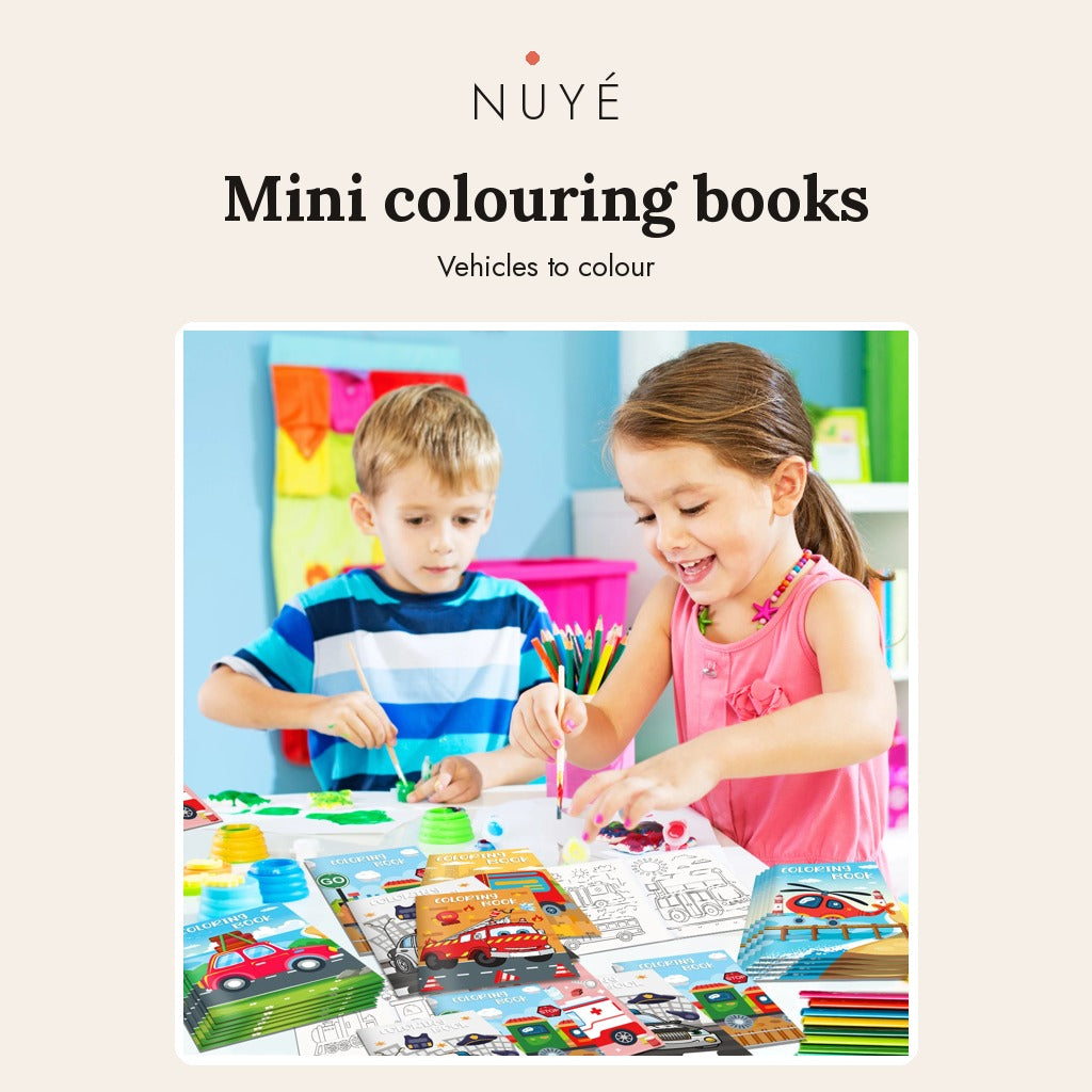 Kids' Mini Vehicle Colouring Books – 16 Pack