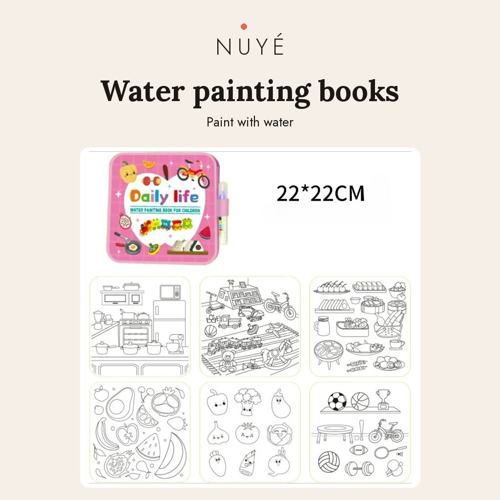 Kids' Water Painting Books with Pen – 4 Pack