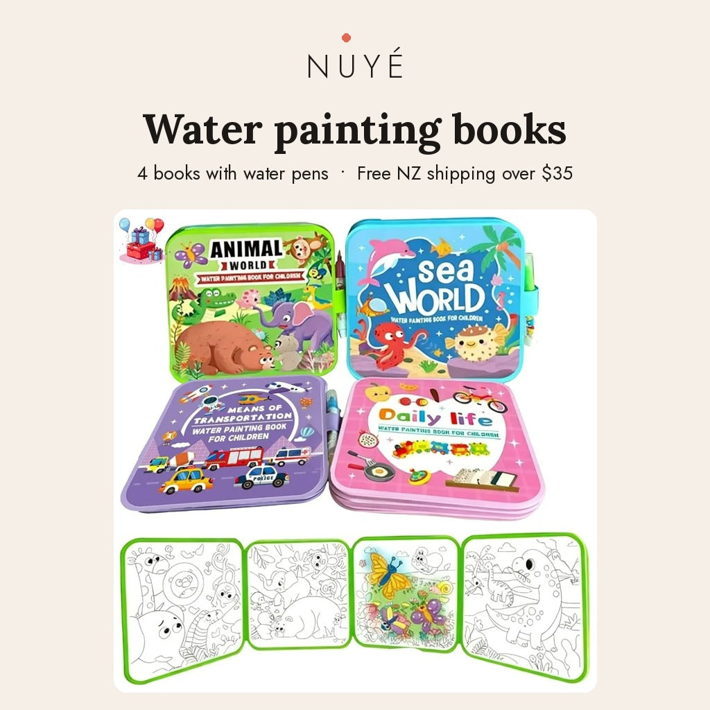 Kids' Water Painting Books with Pen – 4 Pack