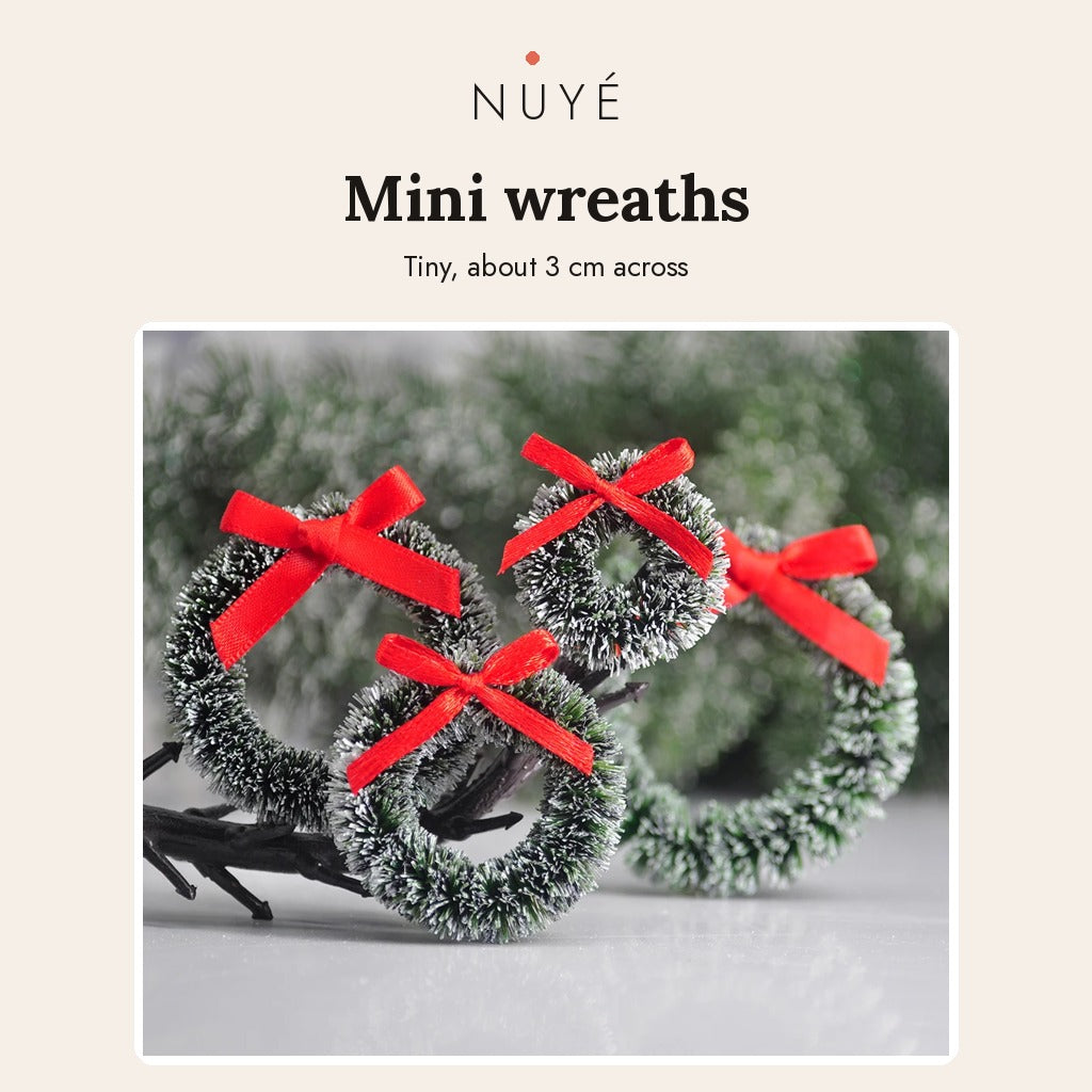 Mini Christmas Wreaths with Bows – 12 Pack