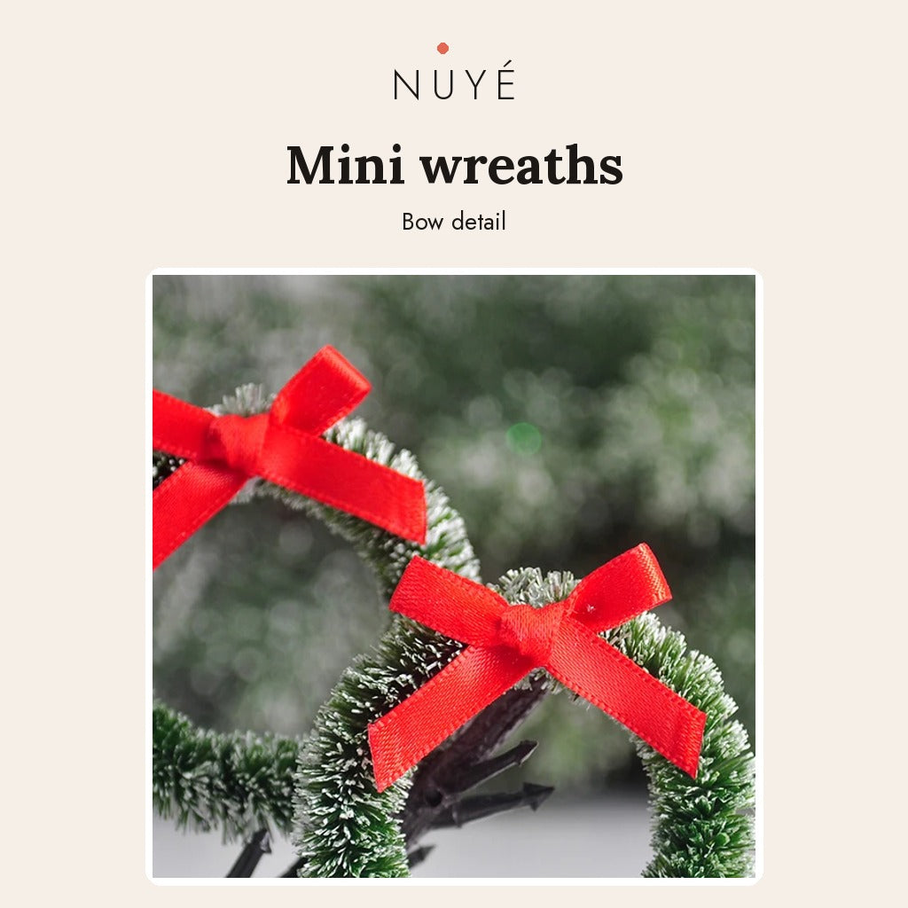 Mini Christmas Wreaths with Bows – 12 Pack
