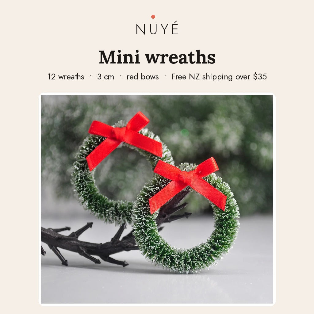Mini Christmas Wreaths with Bows – 12 Pack