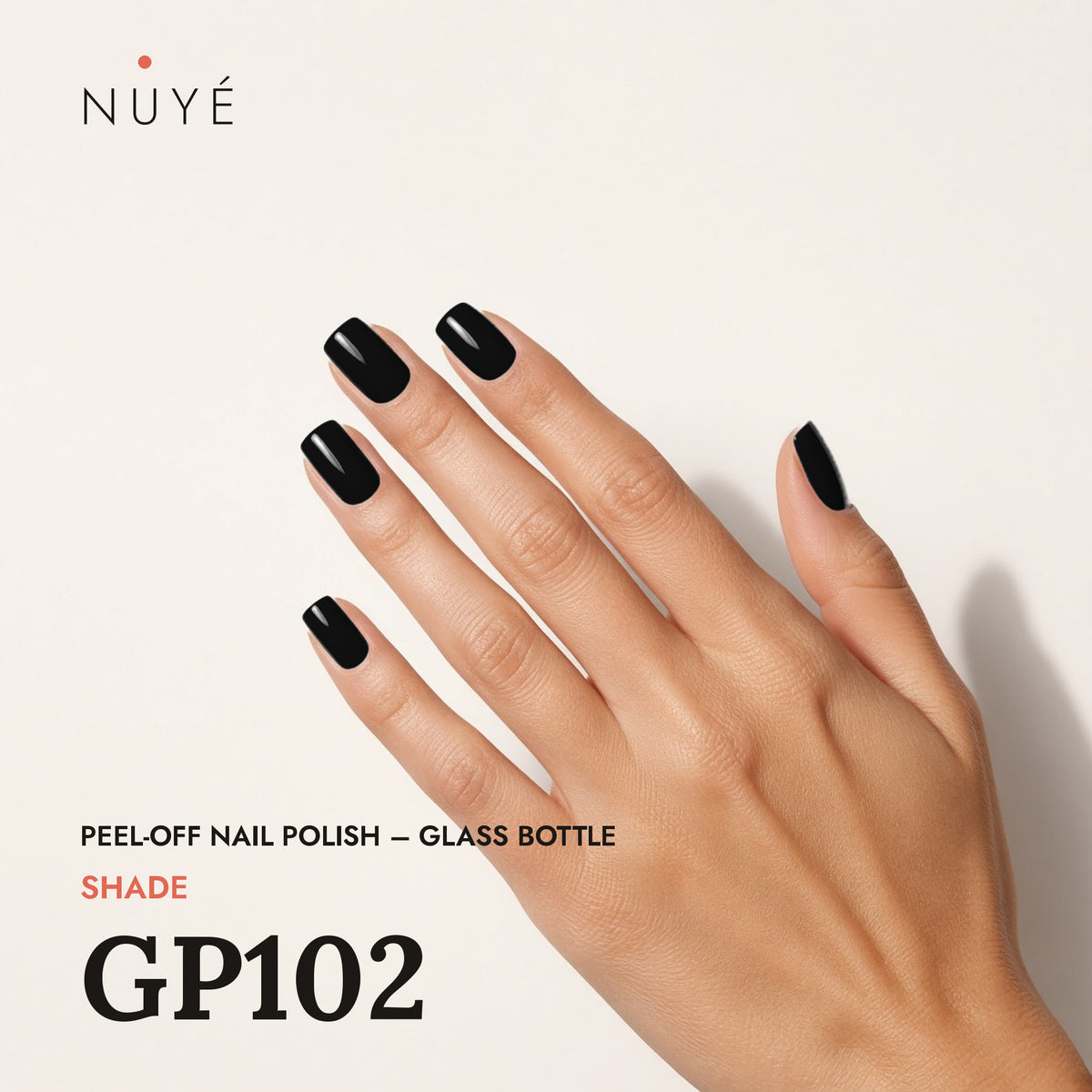 Peel-Off Nail Polish – Glass Bottle – shade GP102 on hand