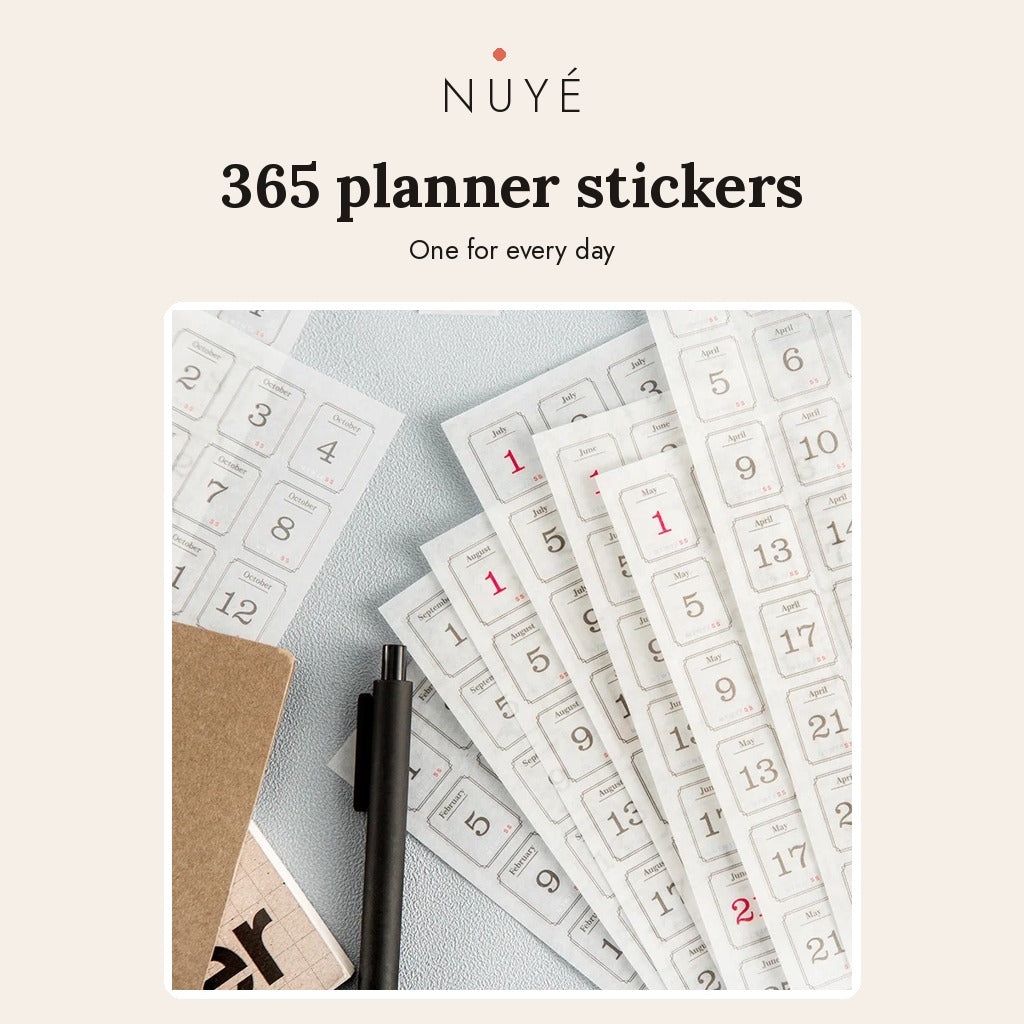365 Day Date Planner Stickers – 12 Sheets