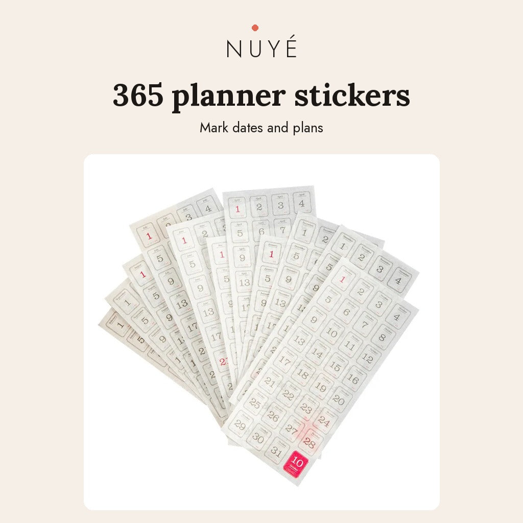 365 Day Date Planner Stickers – 12 Sheets