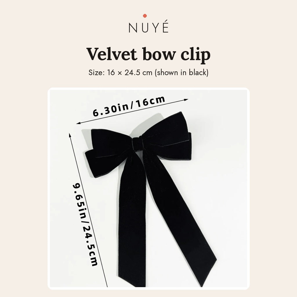 Velvet Ribbon Bow Clip – Burgundy