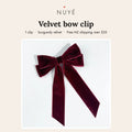 Velvet Ribbon Bow Clip – Burgundy
