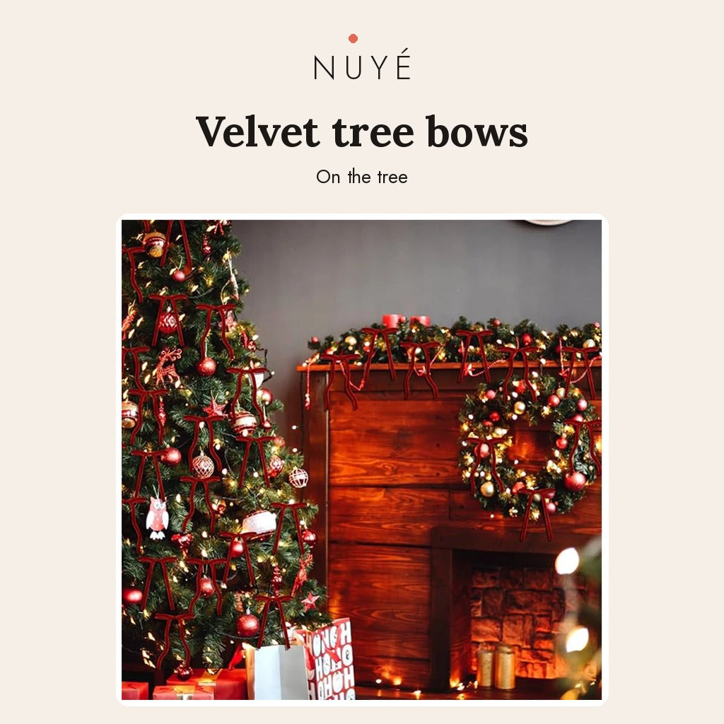 Velvet Christmas Tree Bows – Burgundy, 10 Pack