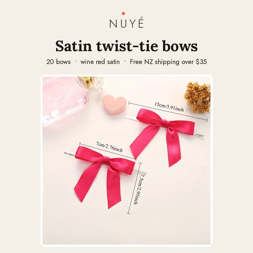 Satin Twist-Tie Bows – Wine Red, 20 Pack